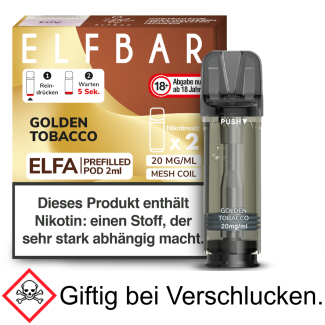 Golden Tobacco 20 mg/ml Elfbar - Elfa Pod (2 Stück pro Packung)