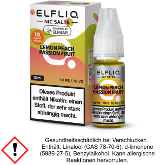 ELFLIQ - Lemon Peach Passion Fruit - Nikotinsalz Liquid 10 mg/ml