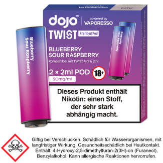 Vaporesso - Dojo - Twist Pod Blueberry Sour Raspberry 20 mg/ml (2 Stück pro Packung)