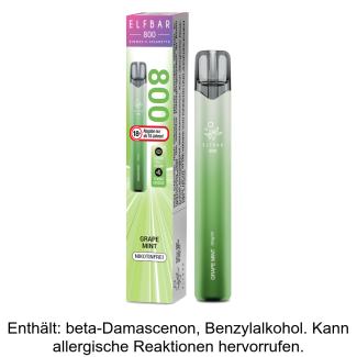 Elfbar 800 Einweg E-Zigarette - Grape Mint 0 mg/ml