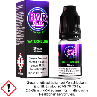 Liquid Watermelon Bar Salts 10 mg/ml Nikotinsalz - Vampire Vape
