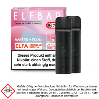 Elfa Liquid Pod Watermelon 20 mg (2 Stück) - Elf Bar