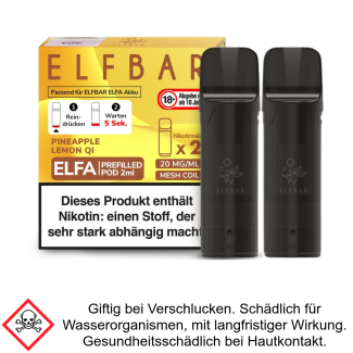 Elfa Liquid Pod Pineapple Lemon Qi 20 mg (2 Stück) - Elf Bar