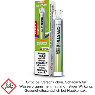 SKE - Crystal Bar Einweg E-Zigarette - Green Grape 20 mg/ml