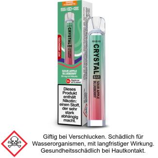 SKE - Crystal Bar Einweg E-Zigarette - Sour Apple Blueberry 20 mg/ml