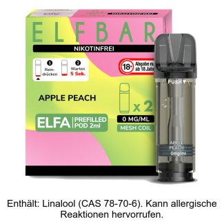 Elfa Liquid Pod Apple Peach 0 mg (2 Stück) - Elf Bar