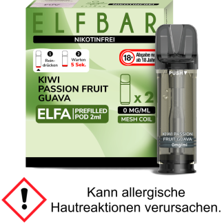 Elfa Liquid Pod Kiwi Passion Fruit Guava 0 mg (2 Stück) - Elf Bar