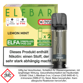 Elfa Liquid Pod Lemon Mint 20 mg (2 Stück) - Elf Bar