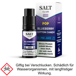 Liquid Blueberry Cotton Candy 20 mg/ml Nikotinsalz - Salt Club 5000