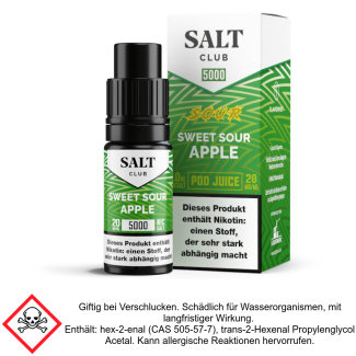 Liquid Sweet Sour Apple 20 mg/ml Nikotinsalz - Salt Club 5000
