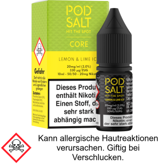Pod Salt Core - Lemon & Lime Ice - Nikotinsalz Liquid 20 mg/ml