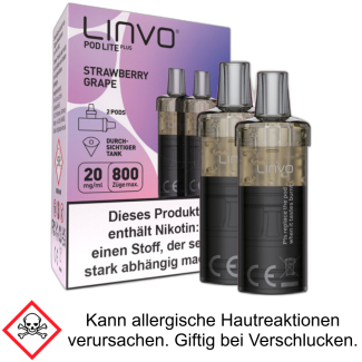 Linvo - Pod Lite Plus Cartridge Strawberry Grape 20 mg/ml (2 Stück pro Packung)