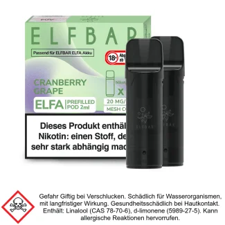 Elfa Liquid Pod Cranberry Grape 20 mg (2 Stück) - Elf Bar