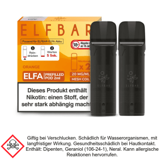 Elfa Liquid Pod Orange 20 mg (2 Stück) - Elf Bar