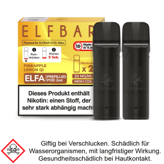 Elfa Liquid Pod Pineapple Lemon Qi 20 mg (2 Stück) - Elf Bar
