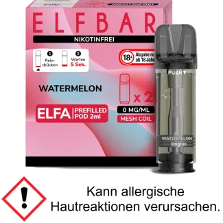 Elfa Liquid Pod Watermelon 0 mg (2 Stück) - Elf Bar