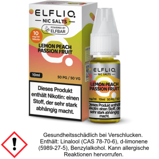 ELFLIQ - Lemon Peach Passion Fruit - Nikotinsalz Liquid 10 mg/ml