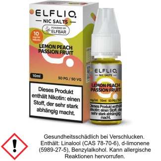 ELFLIQ - Lemon Peach Passion Fruit - Nikotinsalz Liquid 10 mg/ml