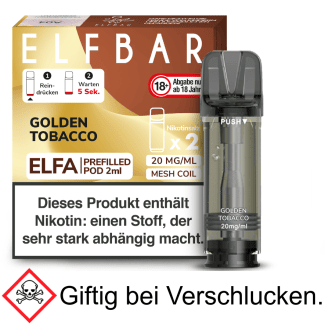 Golden Tobacco 20 mg/ml Elfbar - Elfa Pod (2 Stück pro Packung)