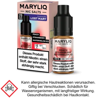 Liquid Peach Strawberry Watermelon Ice 20 mg/ml Nikotinsalz - MARYLIQ