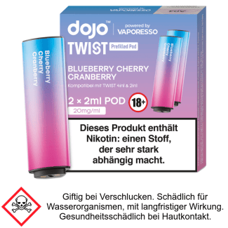 Vaporesso - Dojo - Twist Pod Blueberry Cherry Cranberry 20 mg/ml (2 Stück pro Packung)