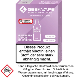 Wenax M1 Pod Blueberry & Sour Raspberry 20 mg/ml (2 Stück) - GeekVape