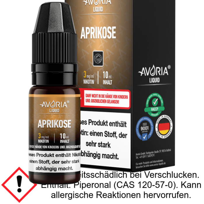 Avoria - Aprikose E-Zigaretten Liquid 3 mg/ml