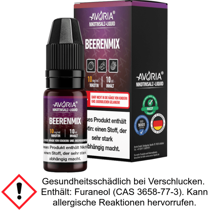 Avoria - Beerenmix - Nikotinsalz Liquid 10 mg/ml