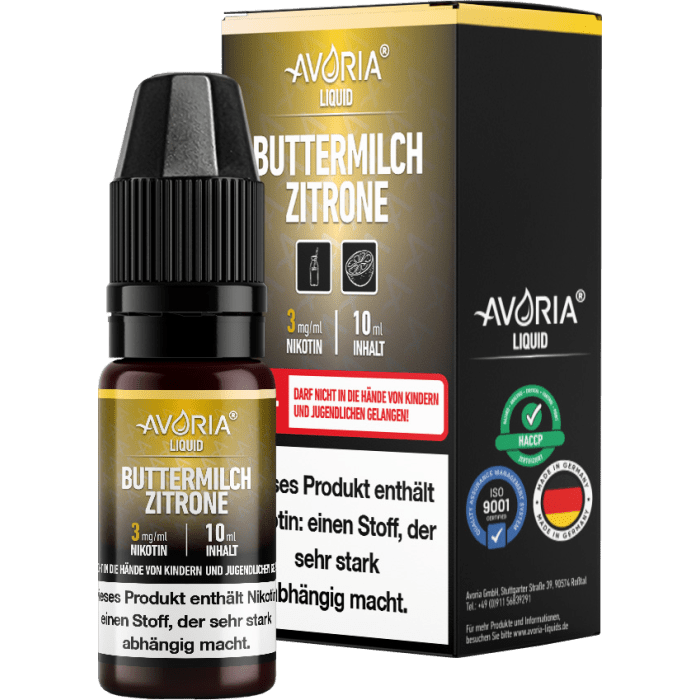 Avoria - Buttermilch-Zitrone E-Zigaretten Liquid 0 mg/ml