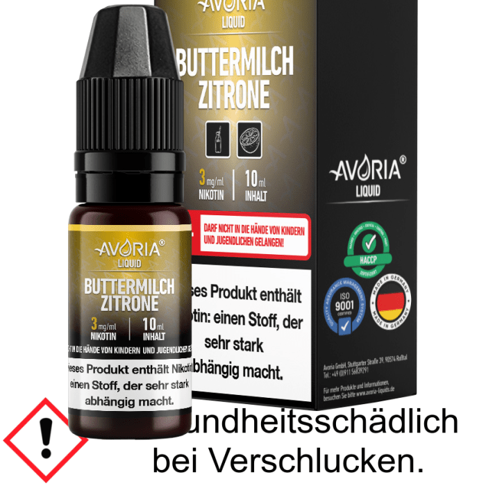 Avoria - Buttermilch-Zitrone E-Zigaretten Liquid 12 mg/ml