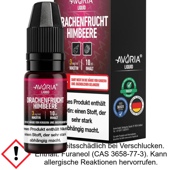 Avoria - Drachenfrucht-Himbeer E-Zigaretten Liquid 12 mg/ml