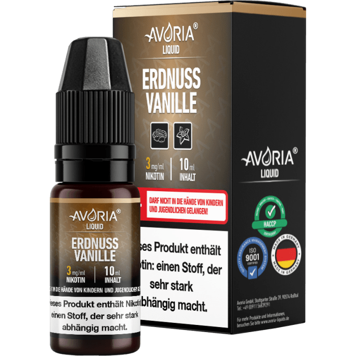 Avoria - Erdnuss-Vanille E-Zigaretten Liquid 0 mg/ml