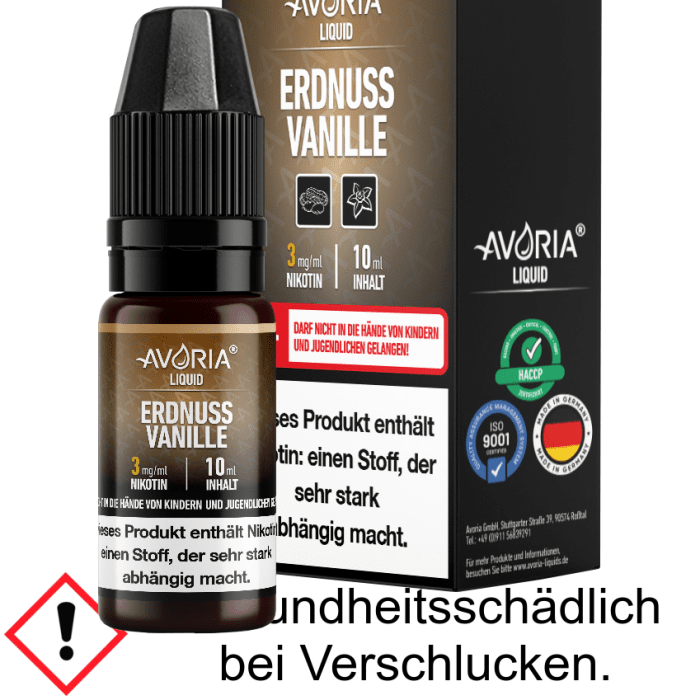 Avoria - Erdnuss-Vanille E-Zigaretten Liquid 3 mg/ml