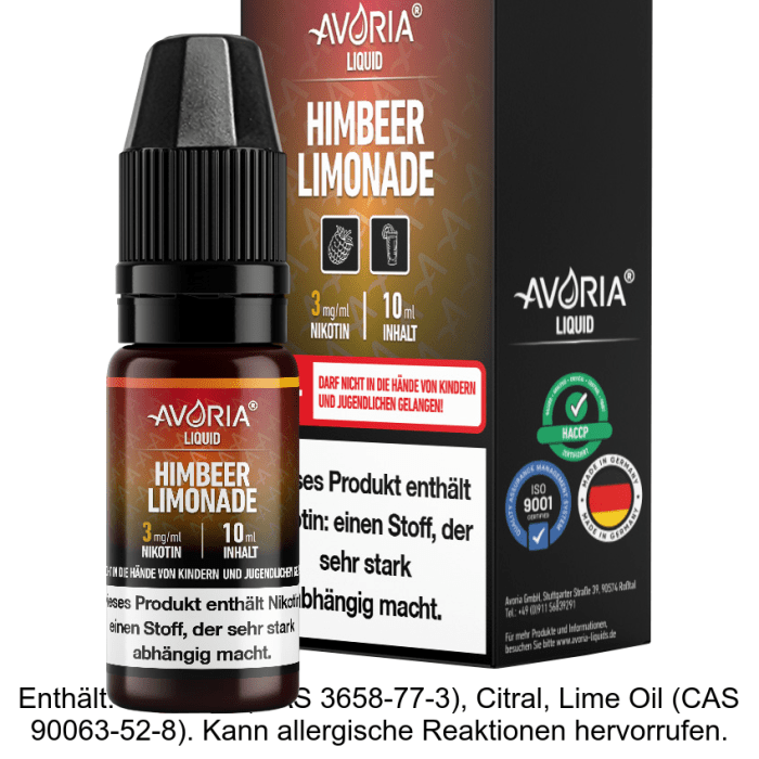 Avoria - Himbeer-Limonade E-Zigaretten Liquid 0 mg/ml