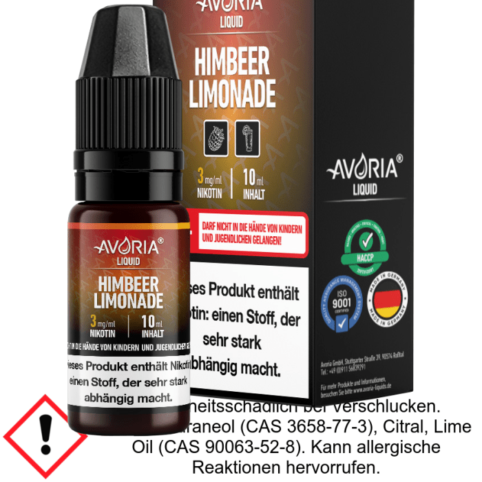Avoria - Himbeer-Limonade E-Zigaretten Liquid 12 mg/ml