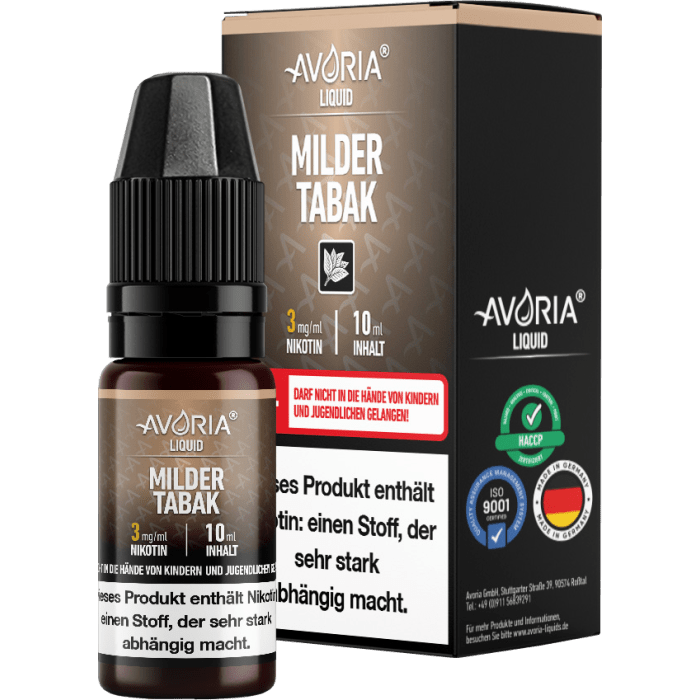 Avoria - Milder Tabak E-Zigaretten Liquid 0 mg/ml