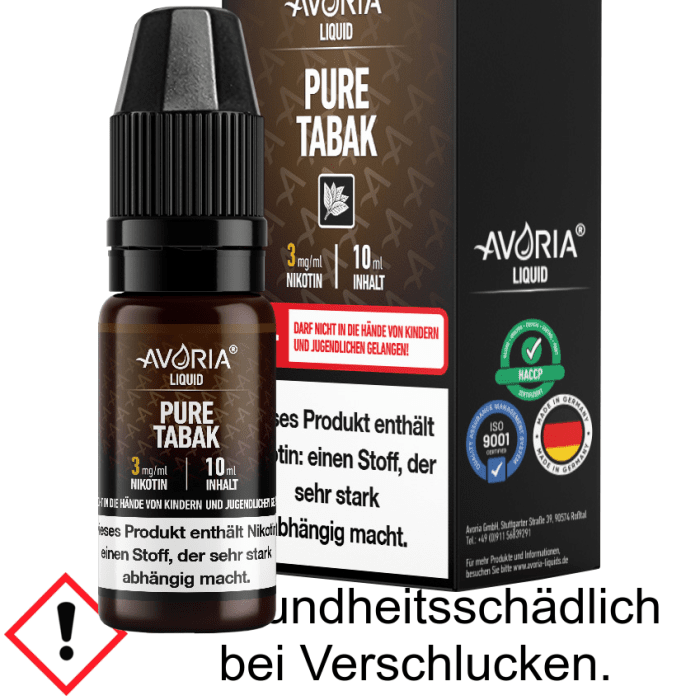 Avoria - Pure Tabak E-Zigaretten Liquid 6 mg/ml