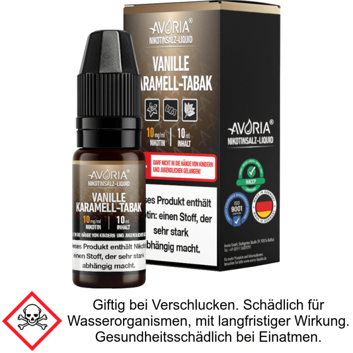 Avoria - Vanille-Karamell-Tabak - Nikotinsalz Liquid 20 mg/ml