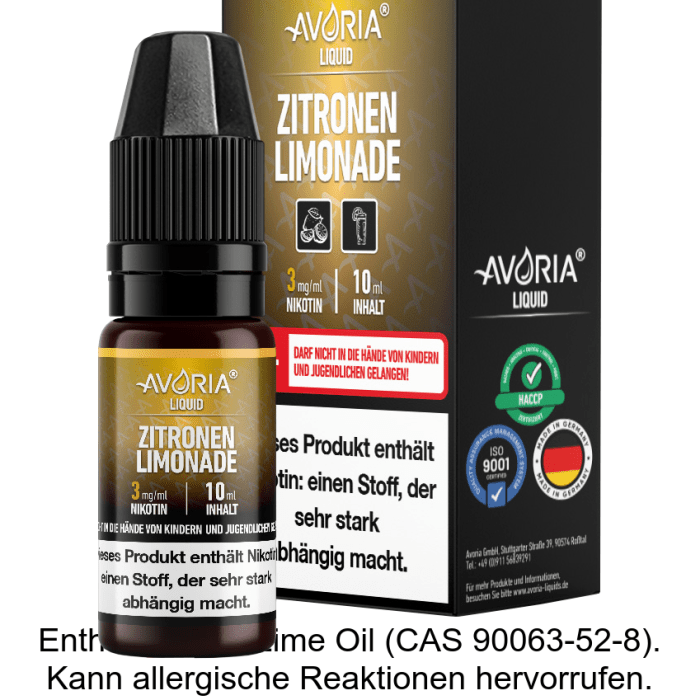 Avoria - Zitronen-Limonade E-Zigaretten Liquid 0 mg/ml