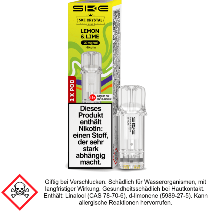 Crystal Liquid Pod Lemon & Lime 20 mg (2Stück pro Packung) - SKE