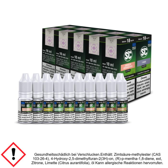 E-Liquid Gourmet Probierbox 18 mg/ml Nikotin 10 x 10 ml SC Liquid