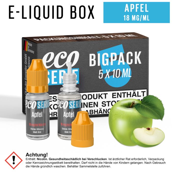 ECO-Liquids Apfel (5x10 ml - 18 mg/ml Nikotin)