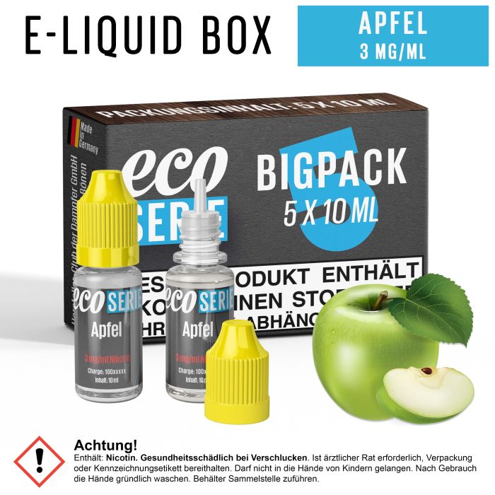 ECO-Liquids Apfel (5x10 ml - 3 mg/ml Nikotin)