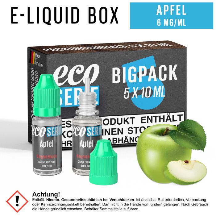 ECO-Liquids Apfel (5x10 ml - 6 mg/ml Nikotin)