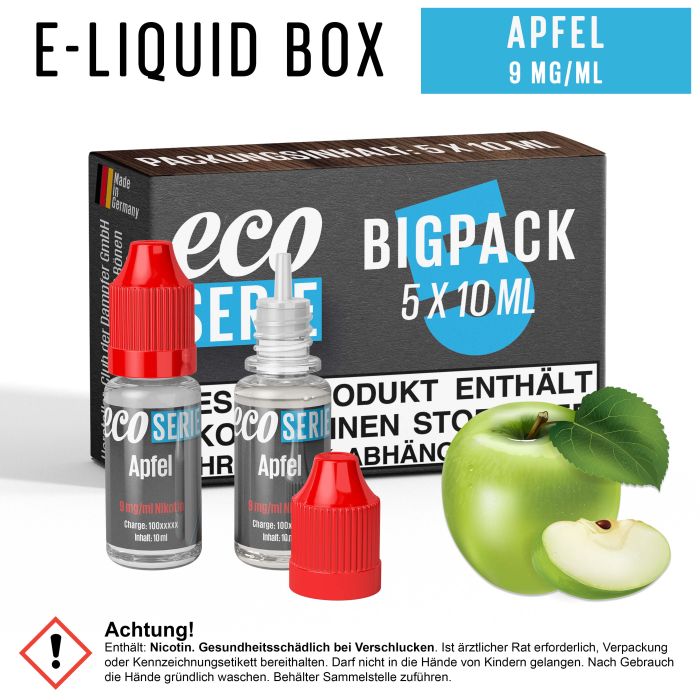 ECO-Liquids Apfel (5x10 ml - 9 mg/ml Nikotin)