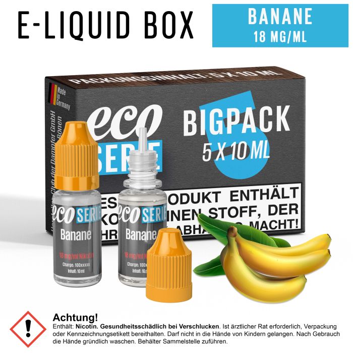 ECO-Liquids Banane (5x10 ml - 18 mg/ml Nikotin)