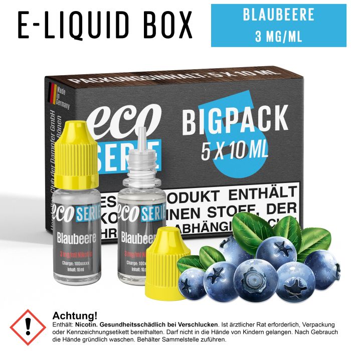ECO-Liquids Blaubeere (5x10 ml - 3 mg/ml Nikotin)