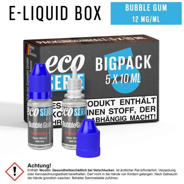 ECO-Liquids Bubble Gum (5x10 ml - 12 mg/ml Nikotin)