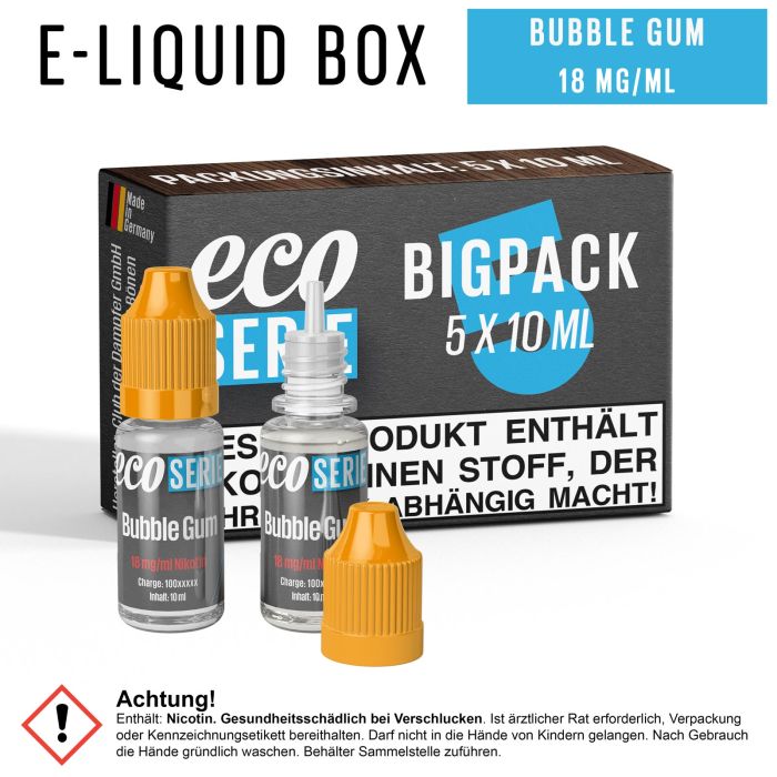 ECO-Liquids Bubble Gum (5x10 ml - 18 mg/ml Nikotin)