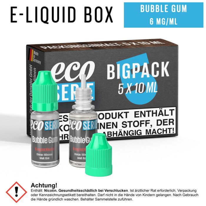 ECO-Liquids Bubble Gum (5x10 ml - 6 mg/ml Nikotin)